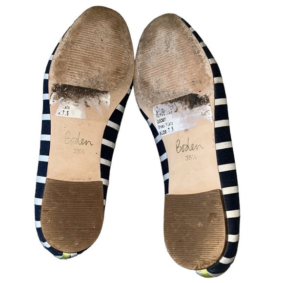 Boden Rowan Navy Blue Striped Yellow Tassel Slipper Loafers - 38.5 / 7.5 - Picture 12 of 16